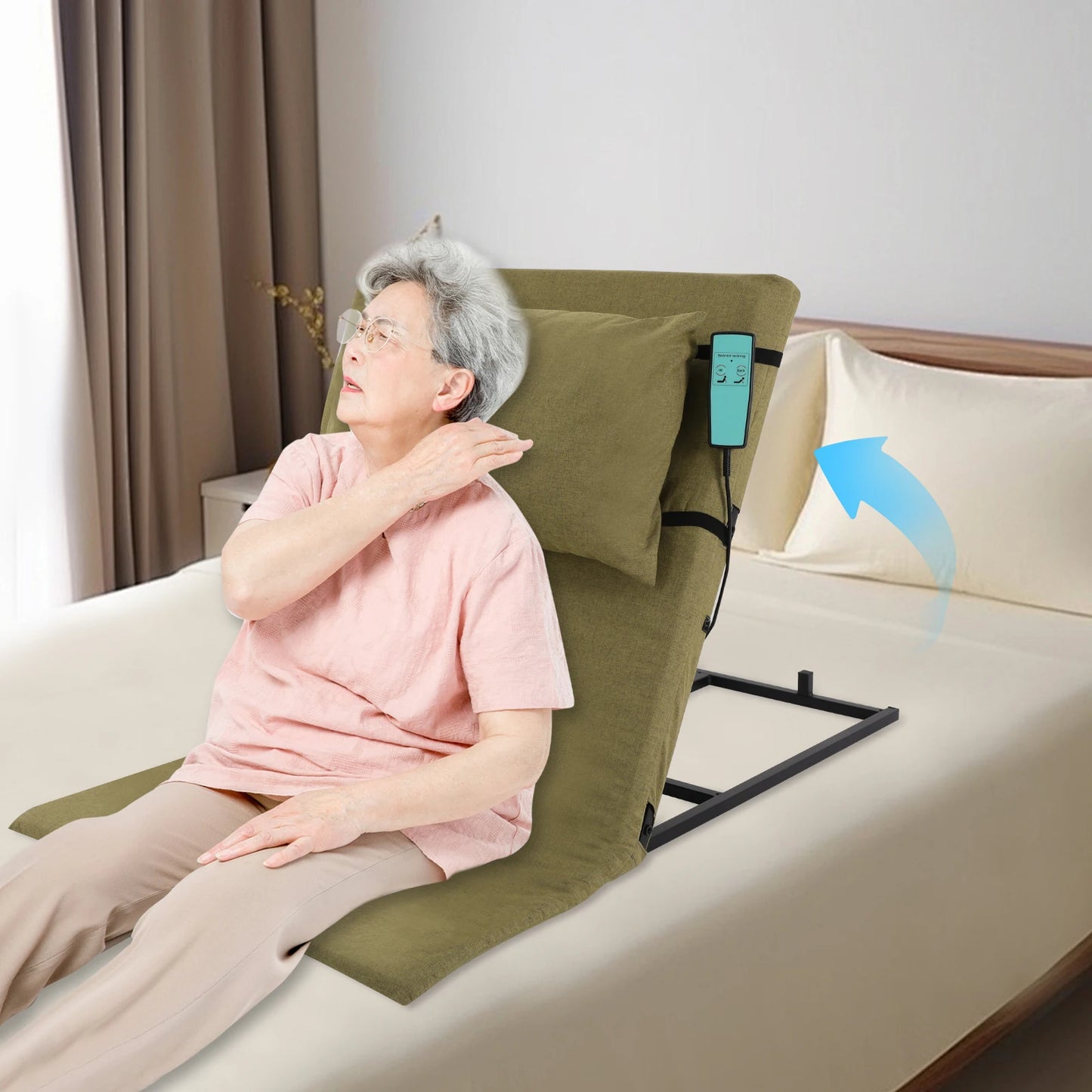 Premium Elektrische Bettrückenlehne für Senioren – Kopfstütze & Kabel-Fernbedienung